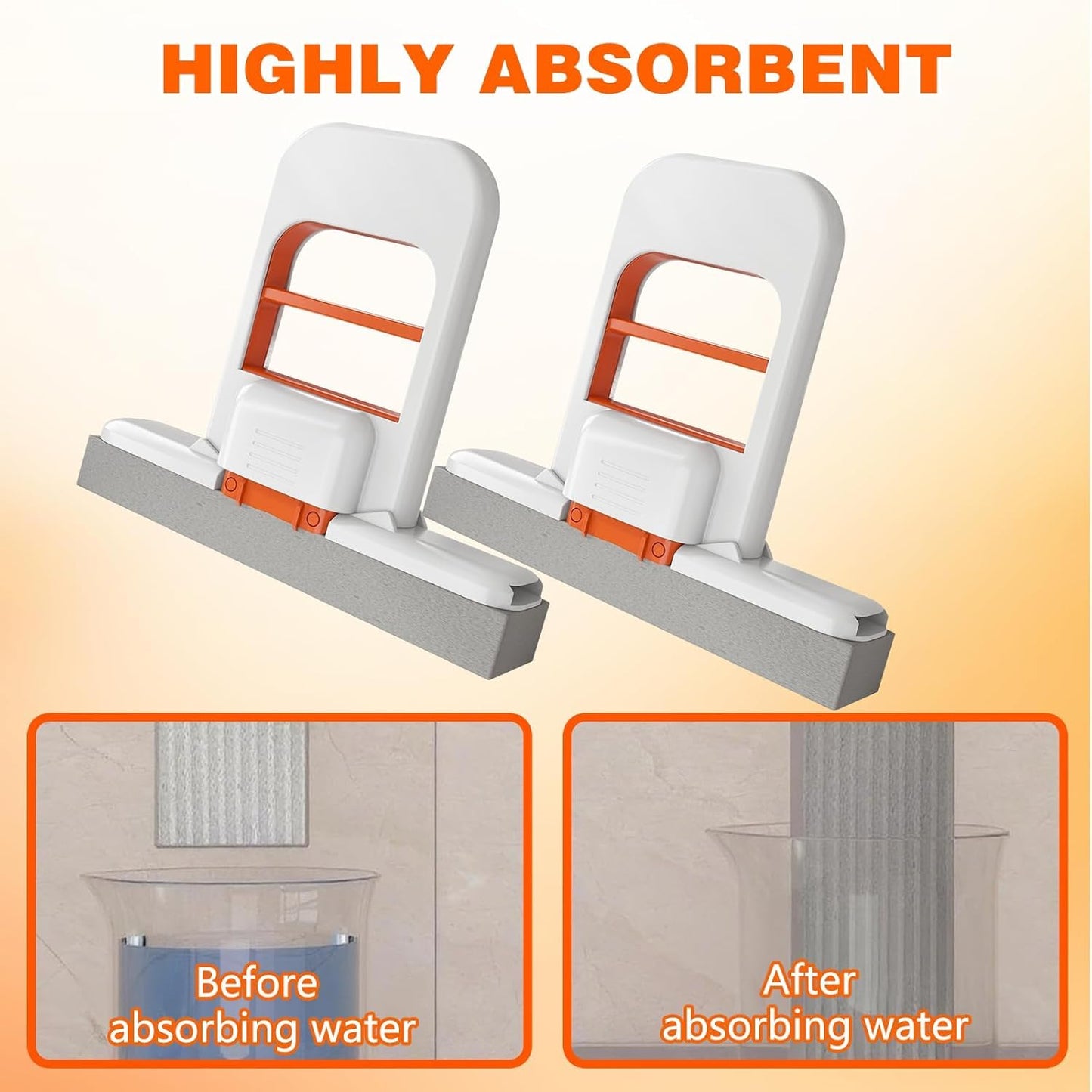 Shoppygo™ Mini Foldable Desktop Mop - Self-Squeeze Portable Handheld Mop with PVA Sponge Head for Kitchen, Bathroom, Glass, Windows & Car Cleaning