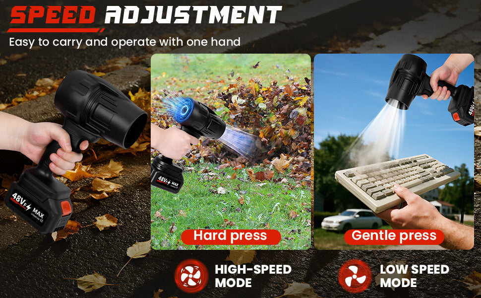 48V Heavy Duty Cordless Jet Fan Blower - Portable Turbo Car Dryer & Multifunctional Home/Garden Air Duster