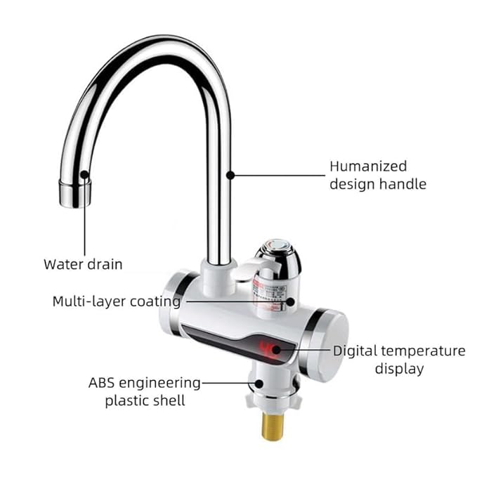 Instant Electric Heating Water Faucet – 3-Second Hot Water (Digital Display & Shock-Proof)