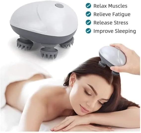 Electric Scalp Massager – Cordless USB Rechargeable Head & Body Massager with 3 Intensity Levels