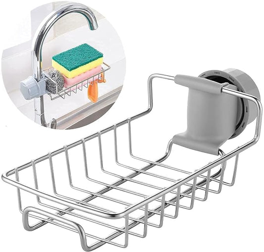 Kitchen Sink Faucet Sponge Holder Caddy + 5x Magic Wire DIsh Cloths (FREEGIFT)