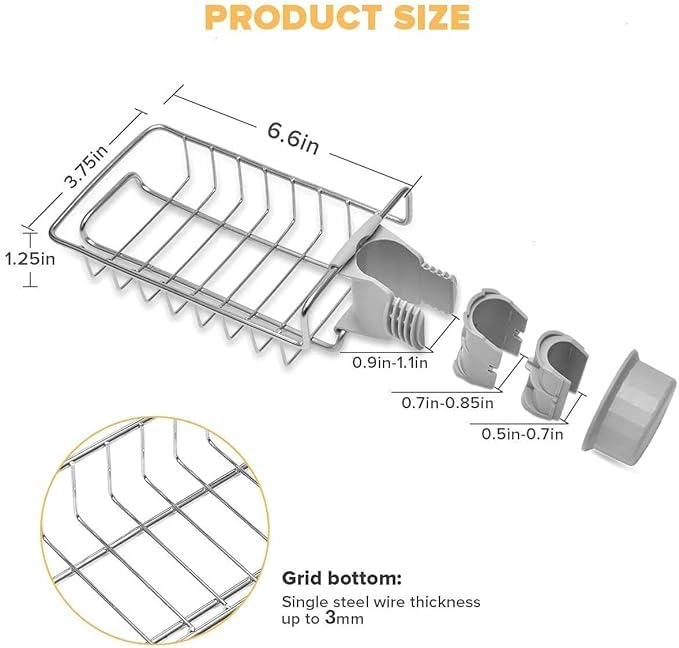 Kitchen Sink Faucet Sponge Holder Caddy + 5x Magic Wire DIsh Cloths (FREEGIFT)