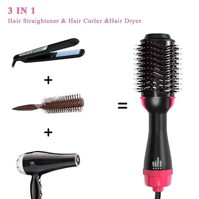 Professional 4-in-1 One-Step Hair Dryer & Volumizer Styler | Negative Ion Ceramic Hot Air Brush