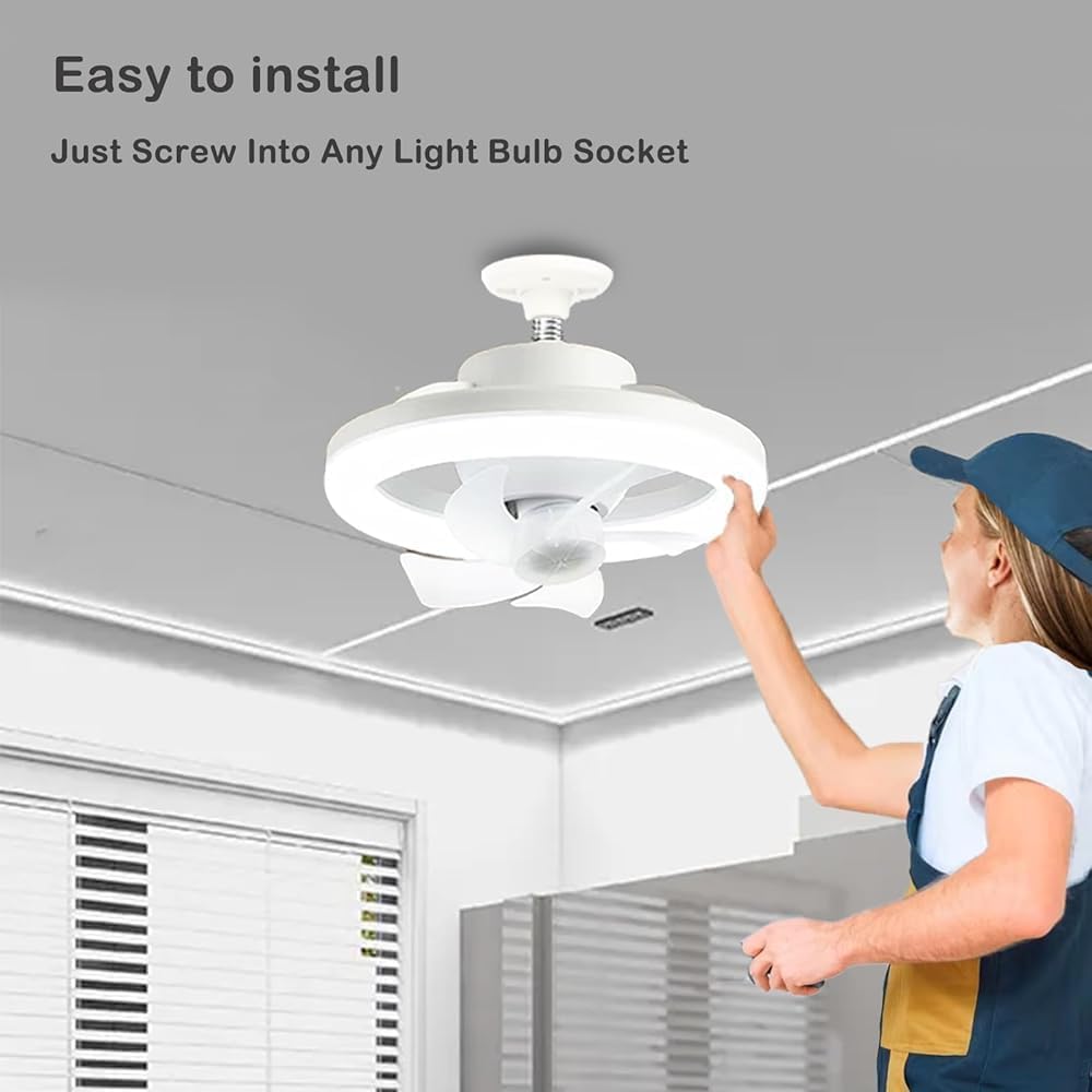 LED Ceiling Fan Light | Acrylic Ceiling Fan with Lights and Remote | 360 Rotation Ceiling Fan | Ventilateur LED Fan Light | 3 Speeds, 3 Colors LED Low Profile Fan | Oscillating Fan  With Remote , Timer & Adjustable Brightness