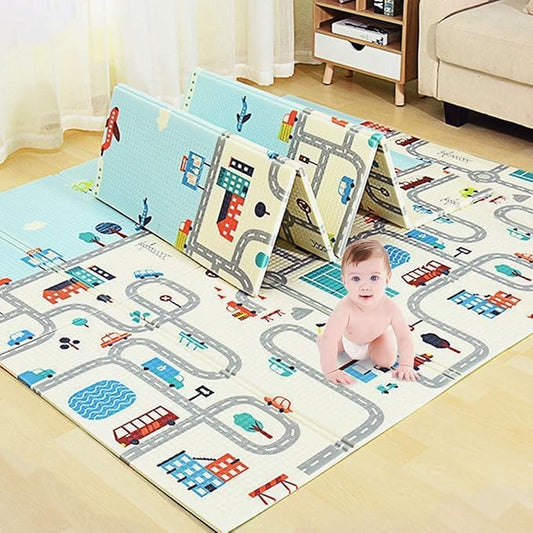 Extra Large Baby Play Mat (6.5 x 5 ft, 0.6 cm Thick) | Reversible, Waterproof & Foldable Foam Floor Mat | Soft, Non-Toxic Crawling & Play Mat for Babies, Toddlers & Kids