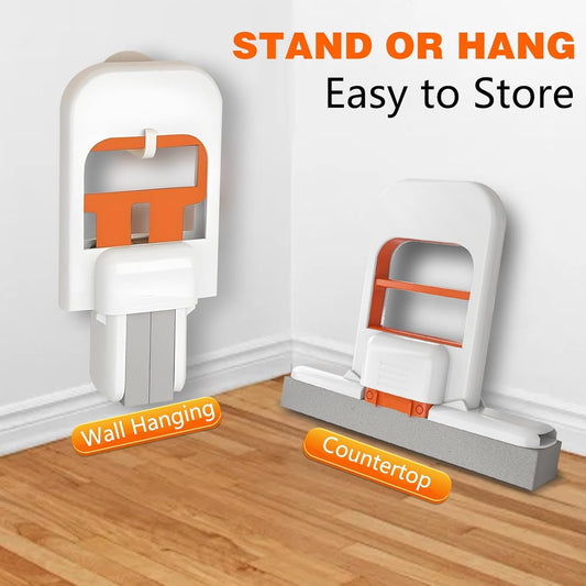 Shoppygo™ Mini Foldable Desktop Mop - Self-Squeeze Portable Handheld Mop with PVA Sponge Head for Kitchen, Bathroom, Glass, Windows & Car Cleaning