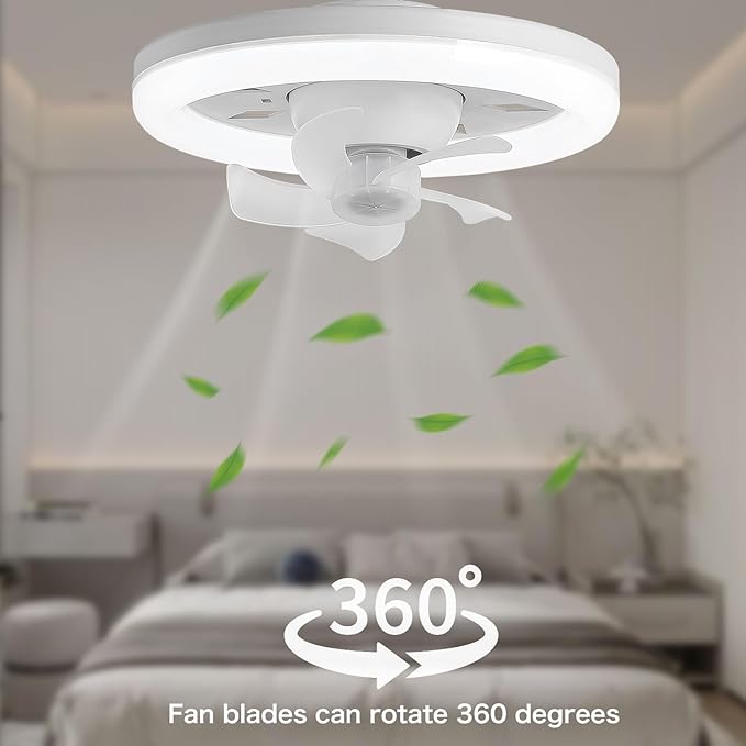LED Ceiling Fan Light | Acrylic Ceiling Fan with Lights and Remote | 360 Rotation Ceiling Fan | Ventilateur LED Fan Light | 3 Speeds, 3 Colors LED Low Profile Fan | Oscillating Fan  With Remote , Timer & Adjustable Brightness