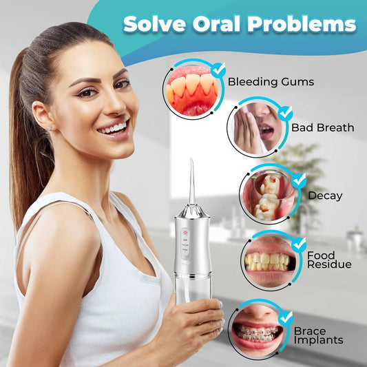 Cordless Oral Irrigator – 3 Cleaning Modes | 4 Jet Tips | IPX7 Waterproof | Rechargeable Teeth Cleaner