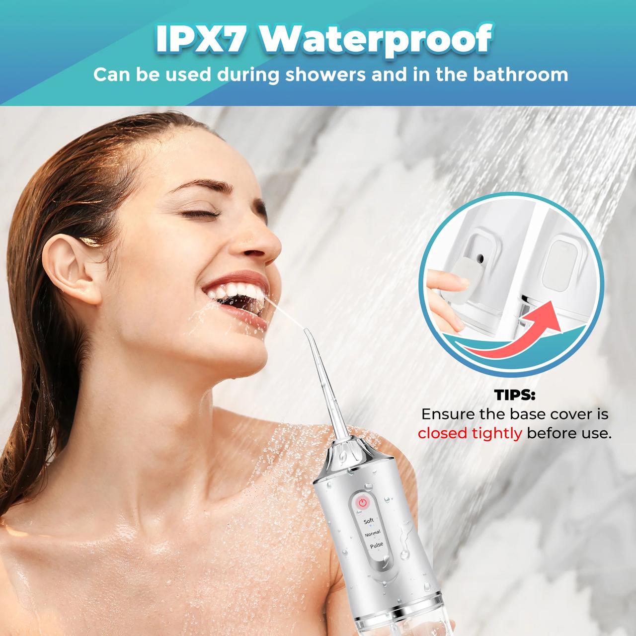 Cordless Oral Irrigator – 3 Cleaning Modes | 4 Jet Tips | IPX7 Waterproof | Rechargeable Teeth Cleaner