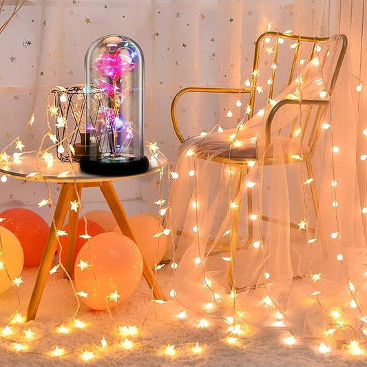 SHOPPYGO™ Enchanted Galaxy Rose & Golden Butterfly – LED Everlasting Flower in Deluxe Gift Box