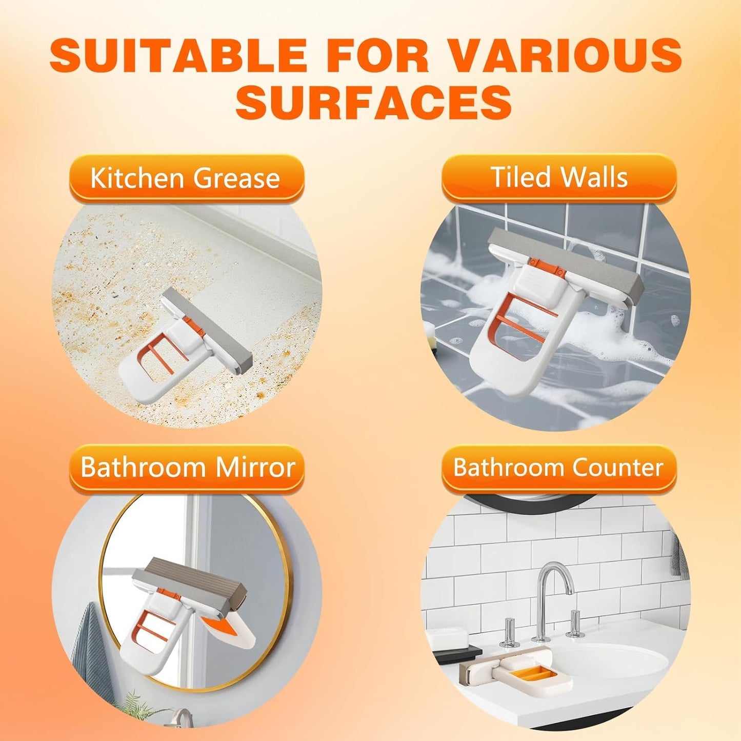 Shoppygo™ Mini Foldable Desktop Mop - Self-Squeeze Portable Handheld Mop with PVA Sponge Head for Kitchen, Bathroom, Glass, Windows & Car Cleaning