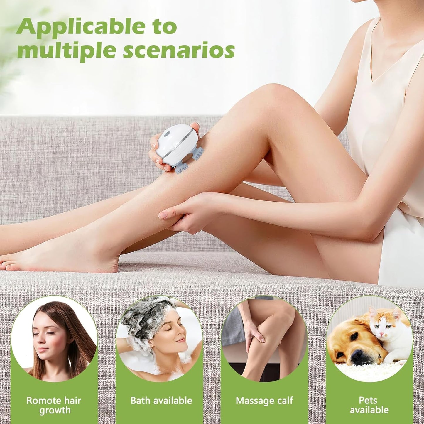 Electric Scalp Massager – Cordless USB Rechargeable Head & Body Massager with 3 Intensity Levels