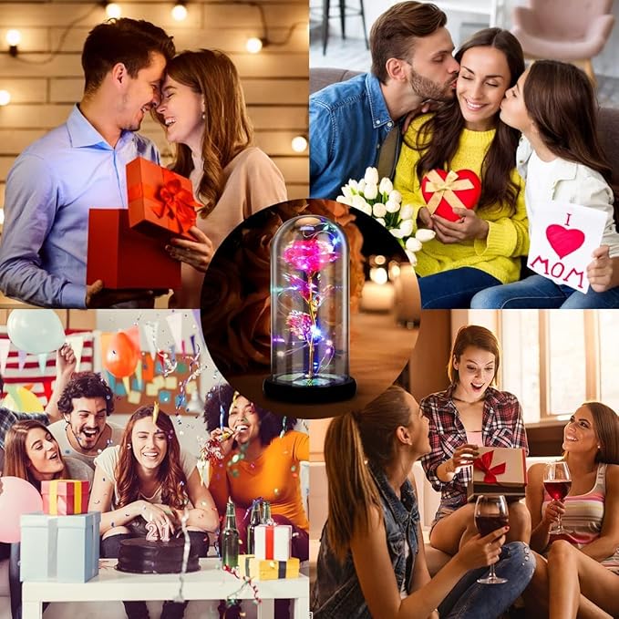 SHOPPYGO™ Enchanted Galaxy Rose & Golden Butterfly – LED Everlasting Flower in Deluxe Gift Box