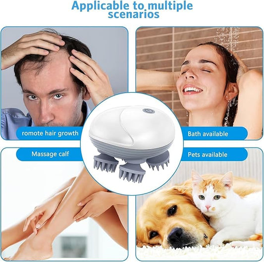 Electric Scalp Massager – Cordless USB Rechargeable Head & Body Massager with 3 Intensity Levels