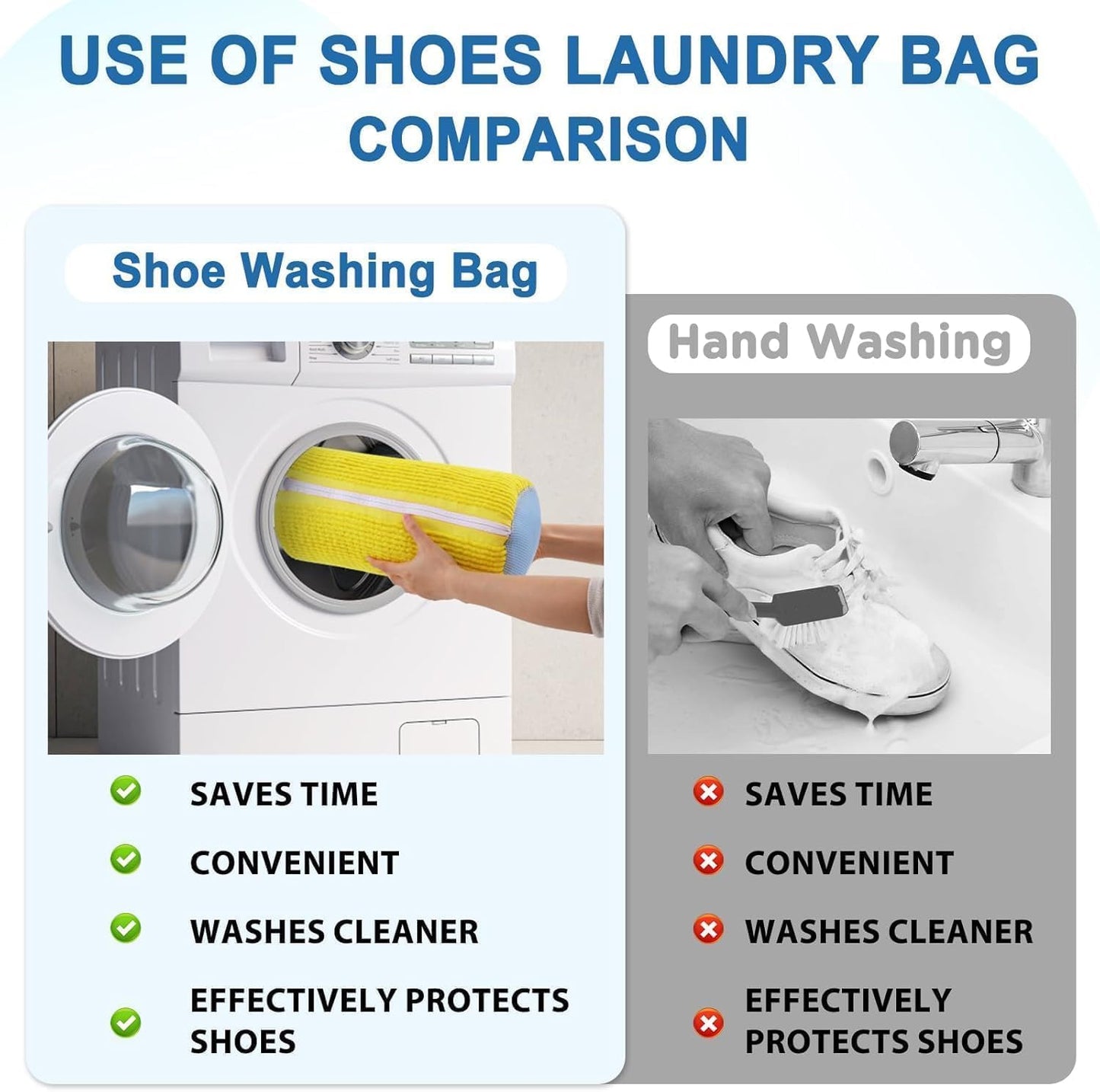Premium Shoe Washing Bag for Washing Machine - with Deep Clean Fluffy Fibers
