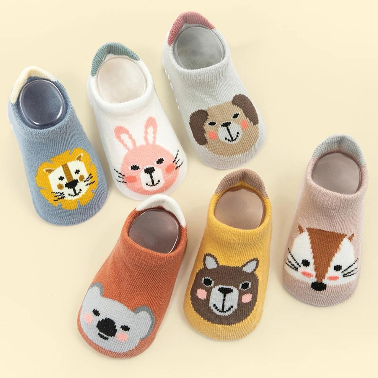 Baby Anti Slip Socks Set – Cute Cotton Cartoon Non-Skid Socks for Kids & Infants [Pack of 5]