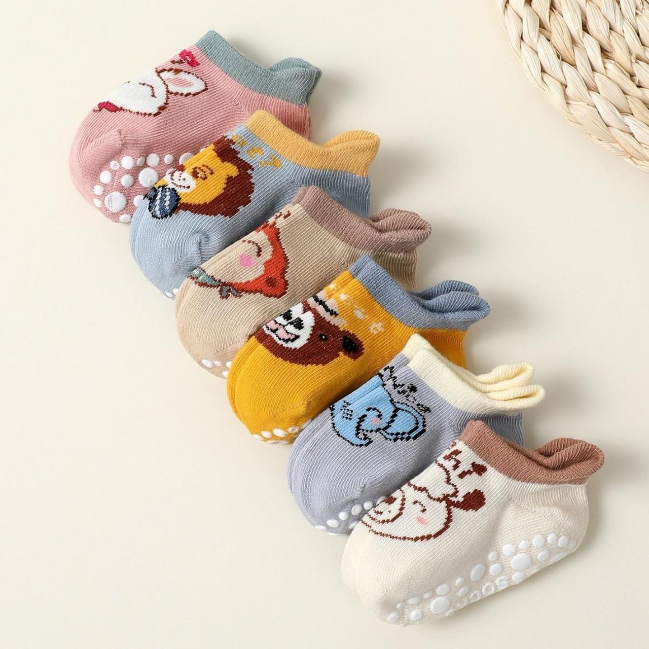 Baby Anti Slip Socks Set – Cute Cotton Cartoon Non-Skid Socks for Kids & Infants [Pack of 5]