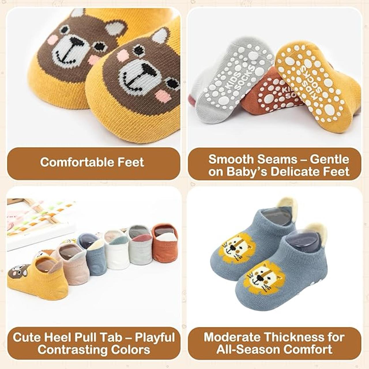 Baby Anti Slip Socks Set – Cute Cotton Cartoon Non-Skid Socks for Kids & Infants [Pack of 5]